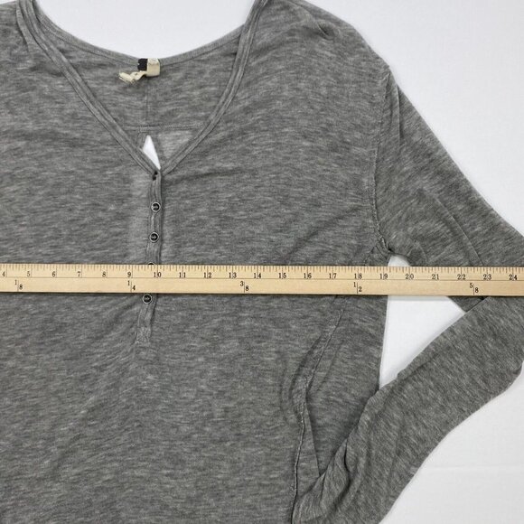 We The Free Gray Henley Open Back V Neck Long Sleeve T Shirt Tencel Size S - Picture 8 of 11
